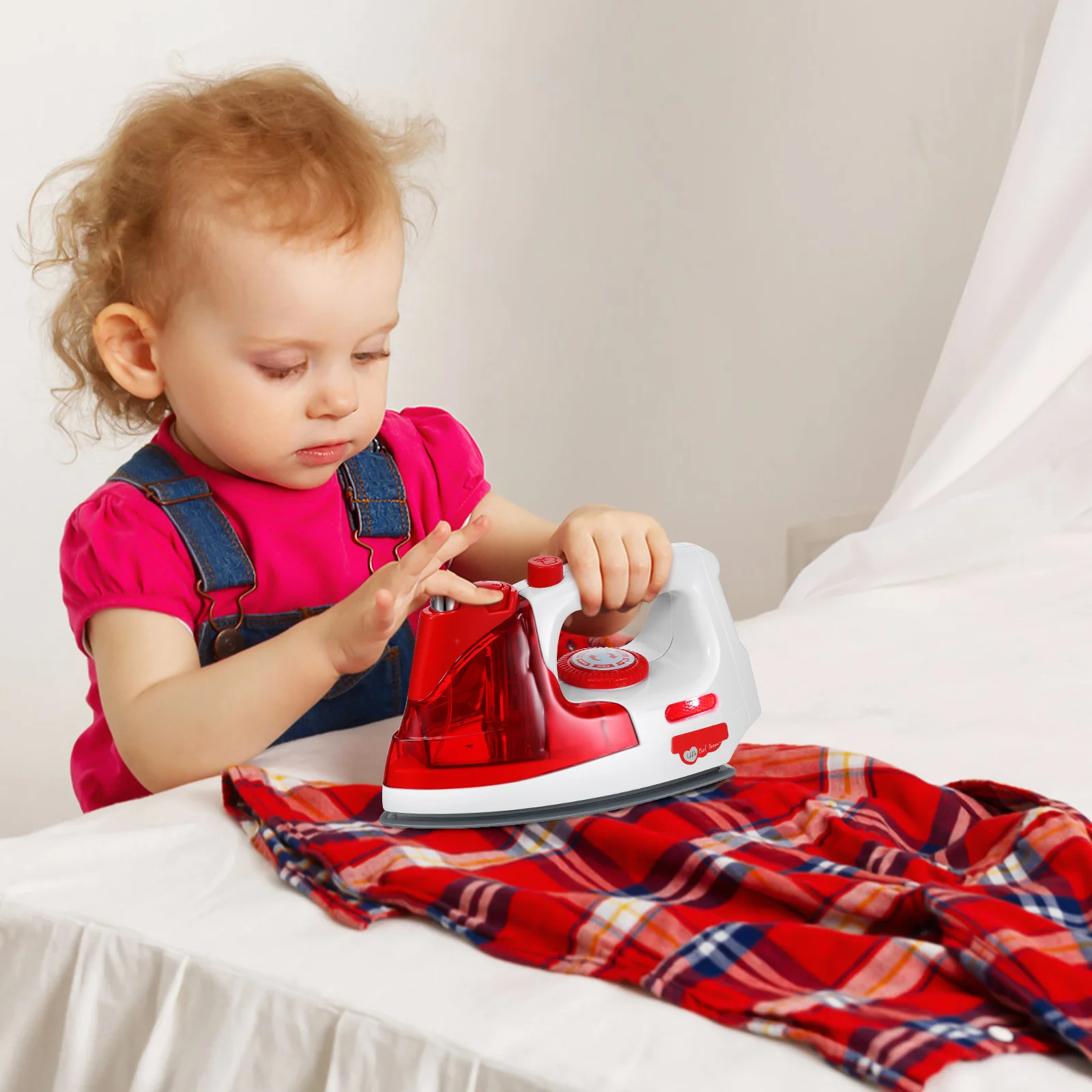 2 Peças de Ferro Elétrico Simulado para Crianças, Mini Brinquedo de Faz de Conta, Eletrodoméstico Seguro para Brincadeiras Educativas na Cozinha Infantil