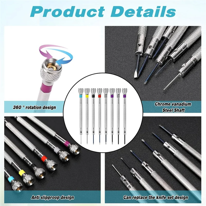 

A57M-8Pcs Mini Precision Watch Screwdriver Set With Two Extra Tweezers For Watches Glasses Electronics Work Jewelry Repair