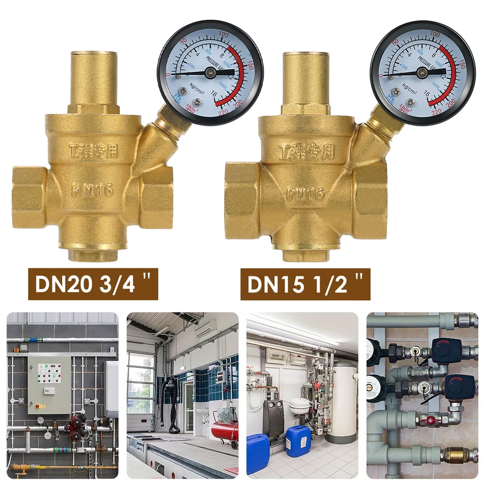 

DN15/DN20 Water Pressure Regulator Adjustable Pressure Reducing Valve Thickened Brass High Precision For Home Irrigation System