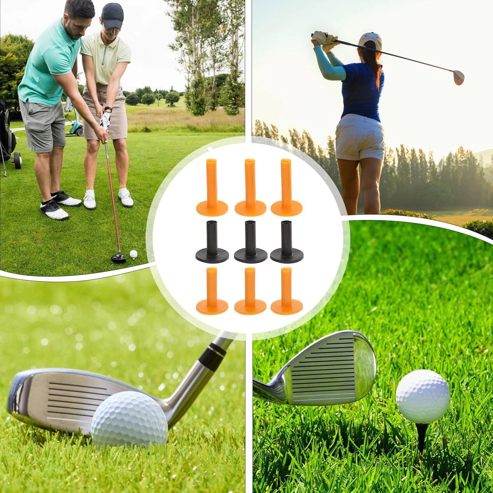 

9pcs Golf Tee Plastic Tees Driving Range Mat Practice Portable Training Golfs Supplies Sturdy Durable Beginner Enthusiast