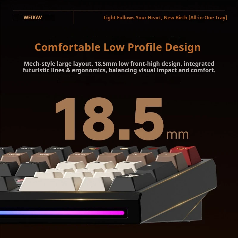 Weikav Mechanical Keyboard Nut108 Aluminum Alloy Tri Mode 104 Keys Wired Bluetooth Wireless Ergonomic For Office Gaming