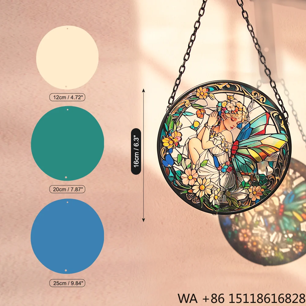 Art Deco Design Stained Glass Crystal Suncatcher 16cm Outside Window Elf Hanging Portrait Ornament Home Decoration Gift for Door