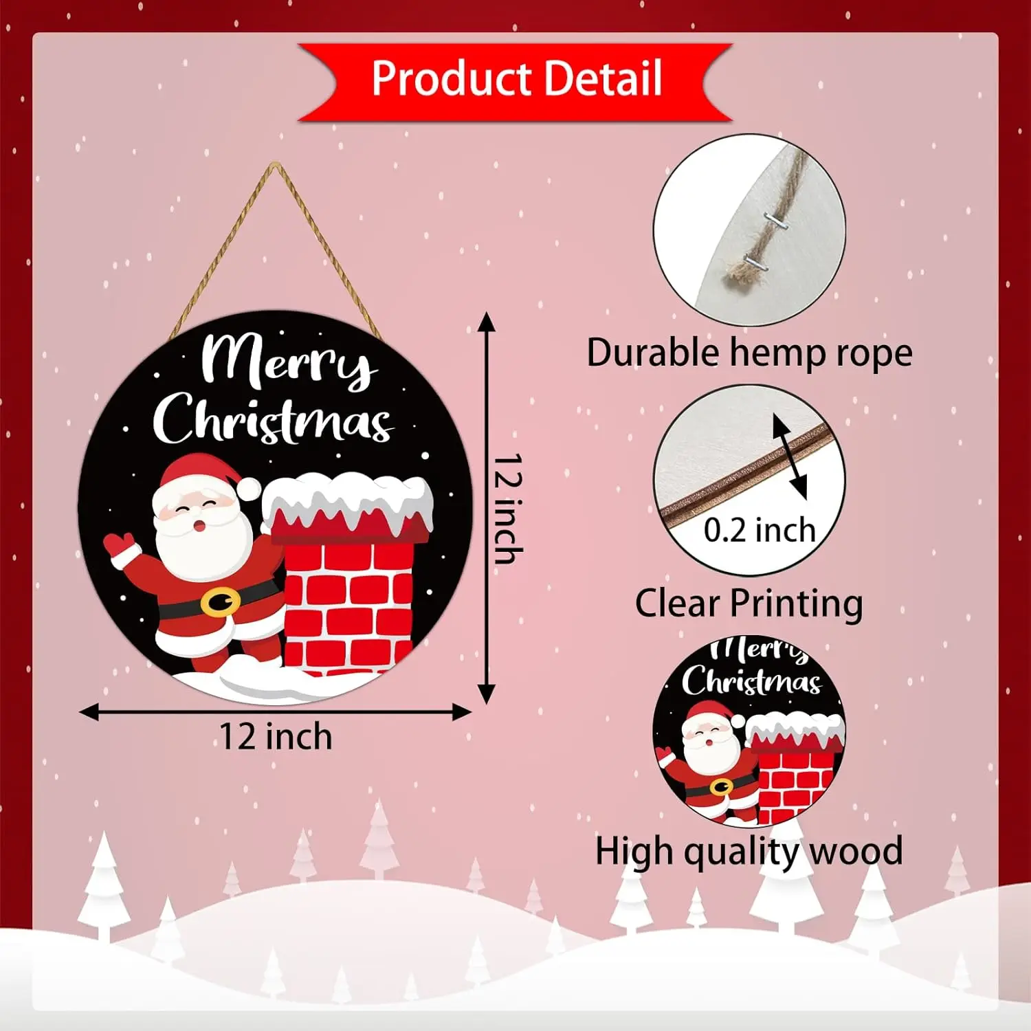 Christmas Door Decorations Merry Christmas Sign Wall Decor Cute Santa Claus Decor Wooden Front Door Hanger Santa Claus