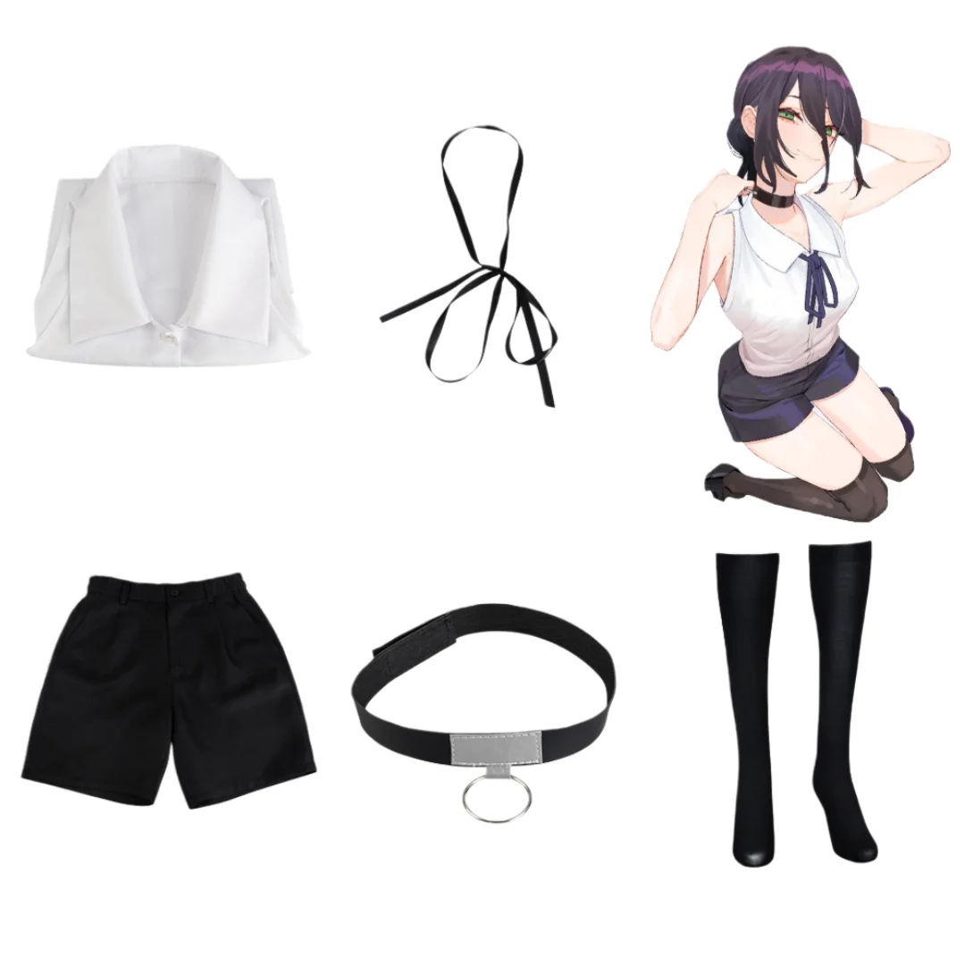 بالمنشار Reze تأثيري حلي شعر مستعار المرأة أنيمي موحدة هالوين