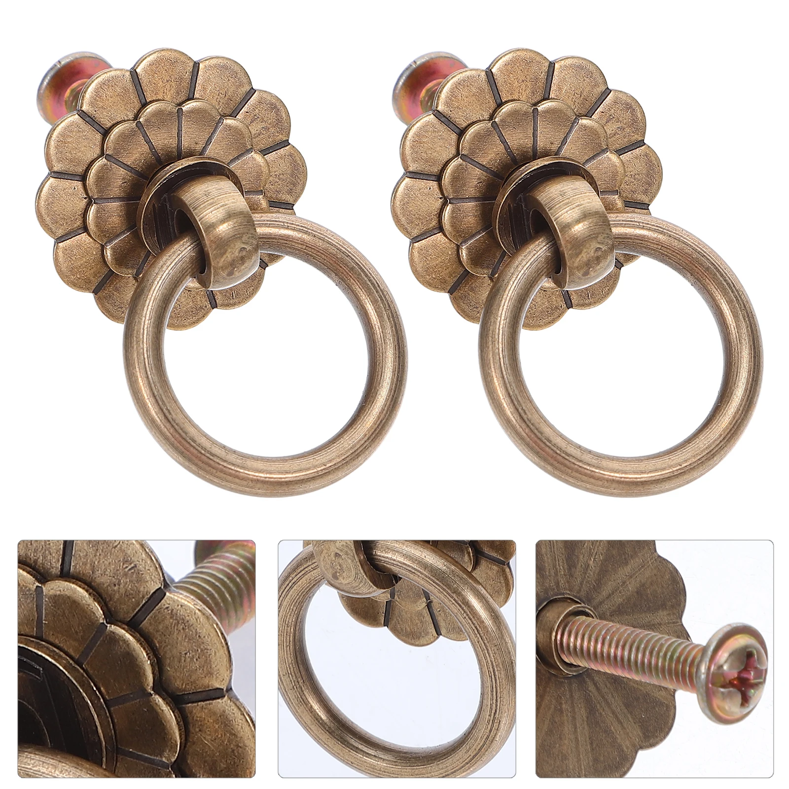 

6 Pcs Brass Cabinet Handles Knobs Pulls Cupboard Bathroom for Cabinets Coffee Door Drawer