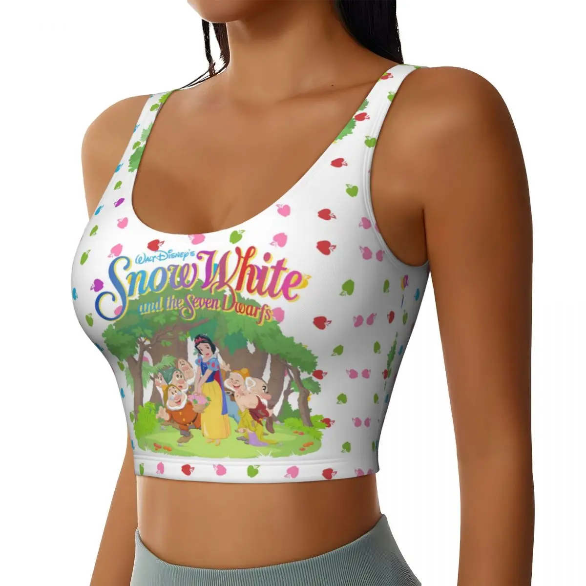 Custom High Impact Snow White & The Seven Dwarfs Sports Bra Women Gym Workout Yoga Crop Top