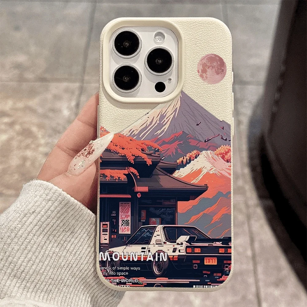 Mount Fuji Sportwagen Handyhülle für iPhone 17 16 15 14 13 12 Pro Max 16 15 14 Plus 17 16 15 14 Pro 17Air Silikon Matte Hülle – Detail 2