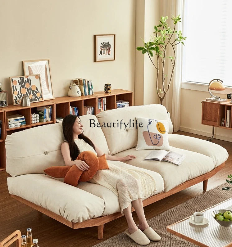 

ls 42 Nordic technology cloth cloud sofa solid wood living room small apartment fabric sofa