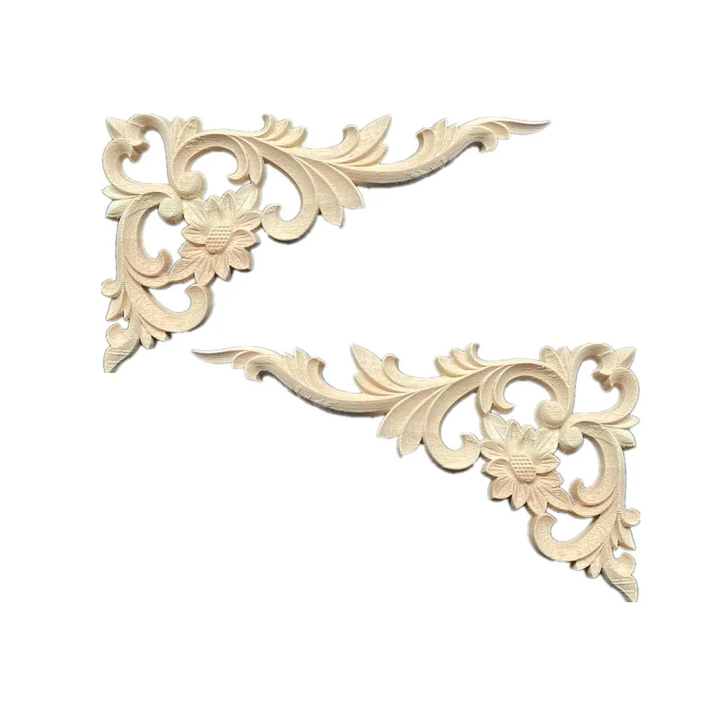 Autocollants d'angle 3D en dentelle, 4 pièces, 20-38cm, sculpture sur bois, Figurines en dentelle, cadre artisanal, applique murale, porte, meubles, décor européen