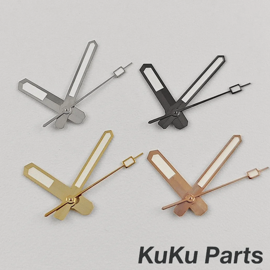 62MAS NH35 Zeiger C3 Starke grüne Leuchtzeiger Silber Gold Roségold Pistolenzeiger Geeignet für NH34 NH35 NH36 4R/7S Uhrwerk