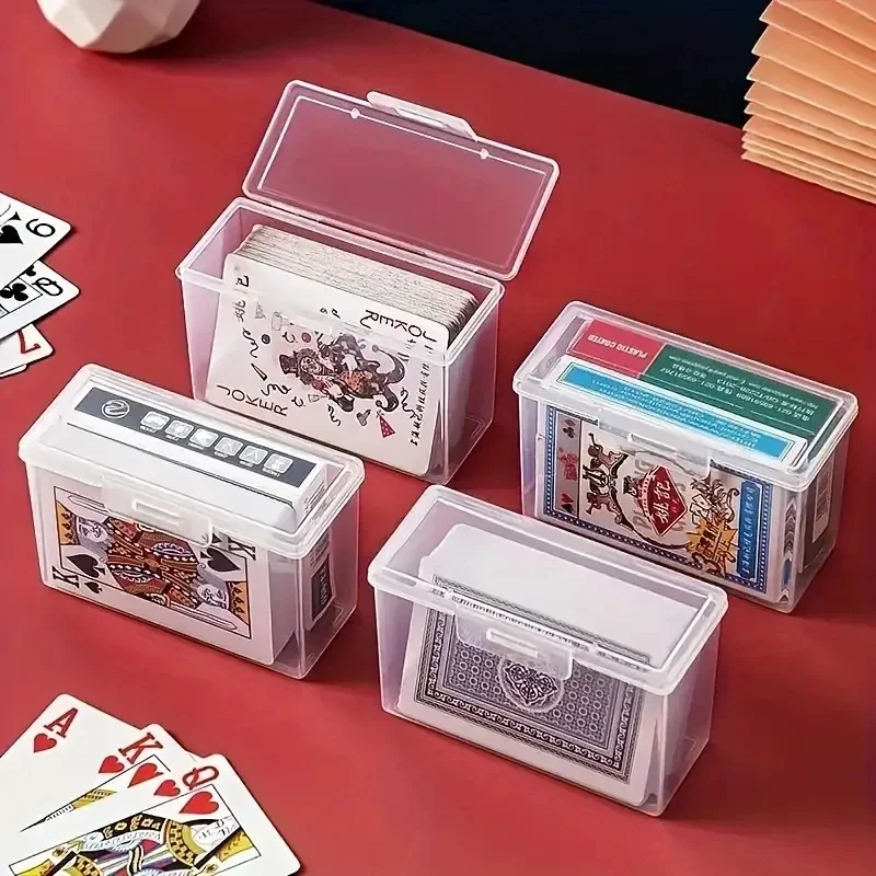 1pc Empty Playing Card Storage Box Plastic Playing Card Holder Game or Business Trading Card Organizers Snaps Closed