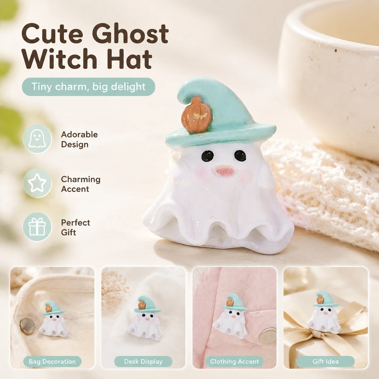 Cartoon Ghost Pumpkin Resin Charms DIY Accessories for Cream Glue Nail Art Hair Clip Phone Case Keychain Making Halloween Party