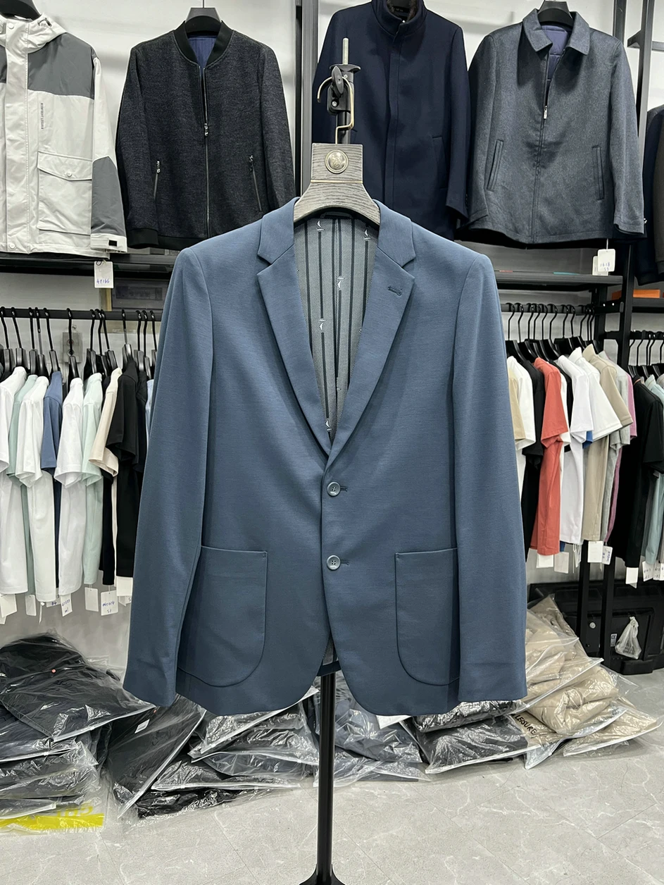 

Slim Fit Lightweight Casual Suit Jaet Spring Collection Elastic Flat Collar Slimming Effect Daily Wear Polyester Nylon