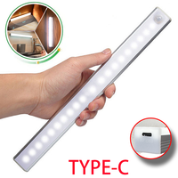 Motion Sensor Light Wireless LED Night Light Type C Rechargeable Lamp Cabinet Wardrobe Lamp Staircase Backlight For Kitchen LED