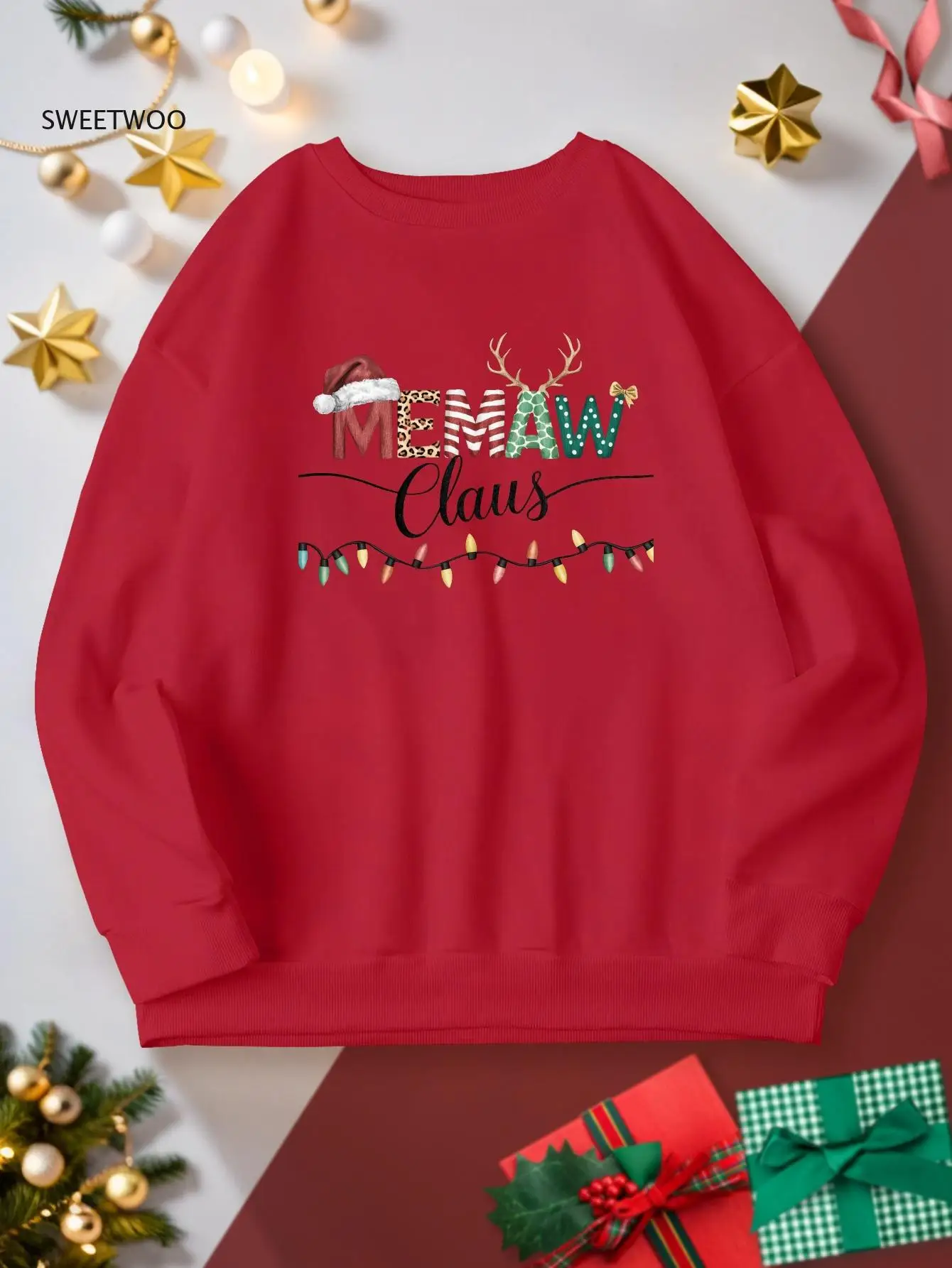 

Graphic Print Sweatshirt, Crew Neck Casual Sweatshirt for Fall & Spring, Women's Clothing, Casual Attire, Holiday Family Outfits