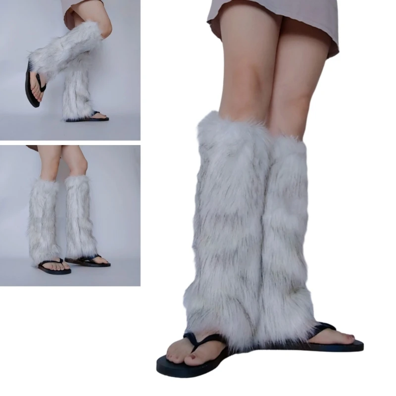 

Faux Furs Leg Warmer,Warm Soft Cozy Fuzzy Leg Warmer Boot Cuffs Cover Subculture Party Costumes Boot Sleeves Boot Covers