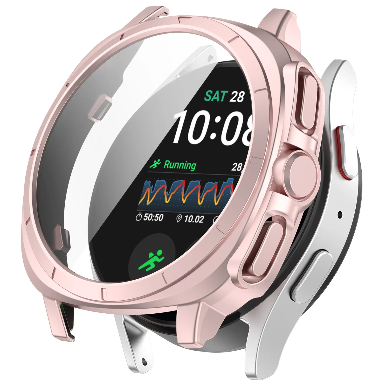 

Для Samsung Galaxy Watch7 40 мм чехол для часов с защитой от падения защитная рамка из ТПУ - розовый