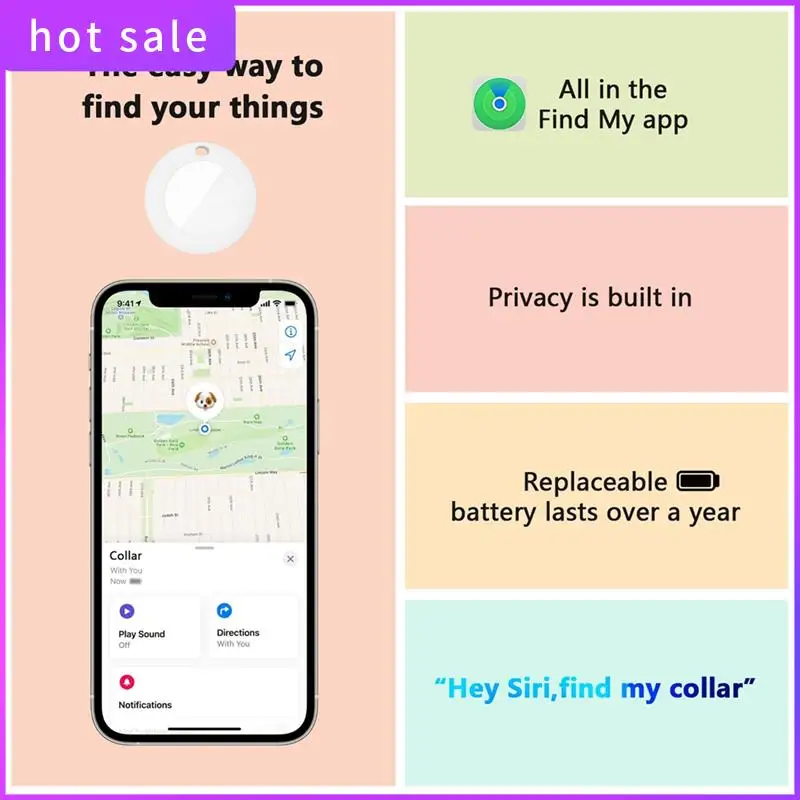 

A26I-IP67 Waterproof Tracker Collar For Dogs, Location Pet Tracking Smart Collar Only Works With For Find My