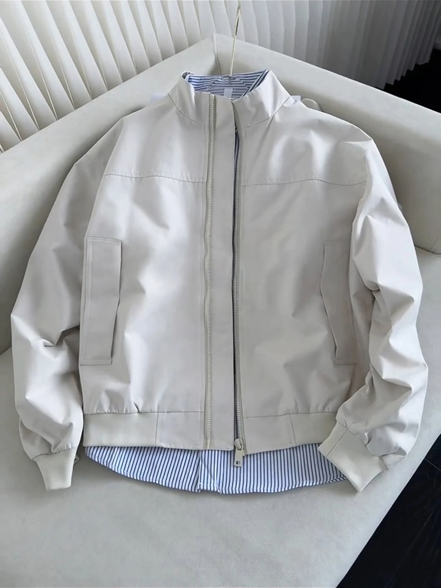 Cleanfit American Style Short Baseball Jacket Men's Autumn High Sensation Three-Proof Pilot Coat Stand Collar Youth Fashion
