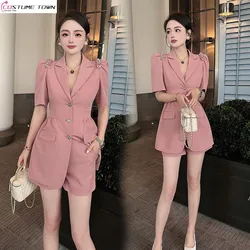 2024 Spring/Summer Korean Edition New Suit Shorts High end Design Royal Sister Style Small and Versatile Two Piece Set