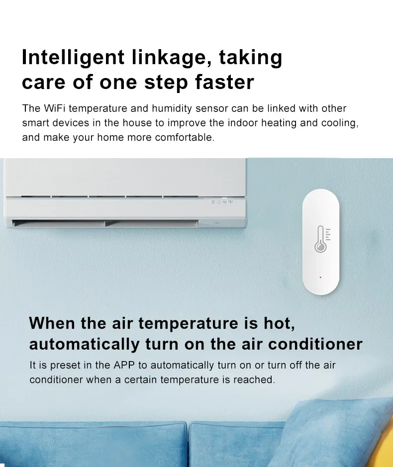 Tuya Wifi Smart Temperature And Humidity Sensor Indoor Hygrometer Controller Monitoring APP Control Work With Alexa Google Home