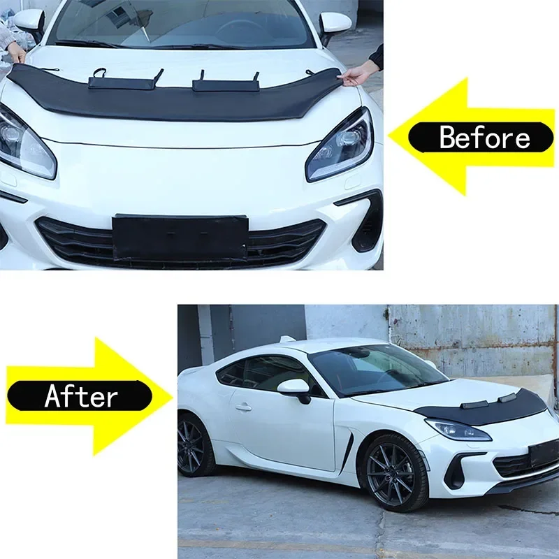 For Toyota 86/Subaru BRZ 22-24Car hood sand and stone deflector protection cover black leather car Exterior accessories