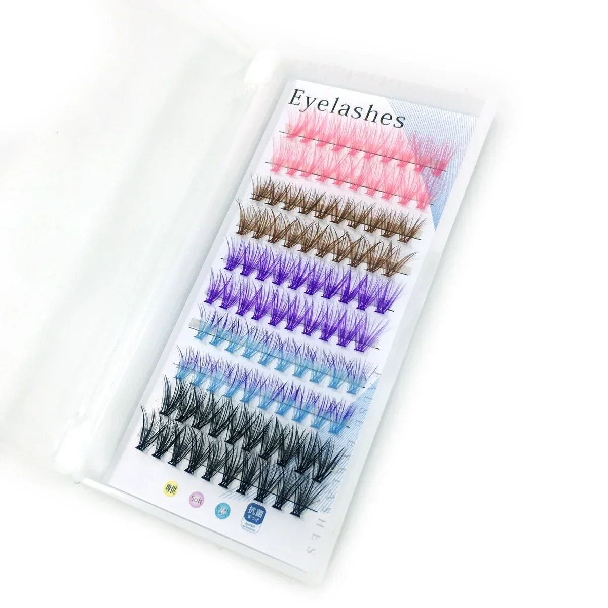AMSDCNE Wimpernverlängerung Einzelne Farbwimpern Wimpernverlängerung Rot Braun Blau Lila Farbige Faux-Nerz-Wimpern Make-up-Tools