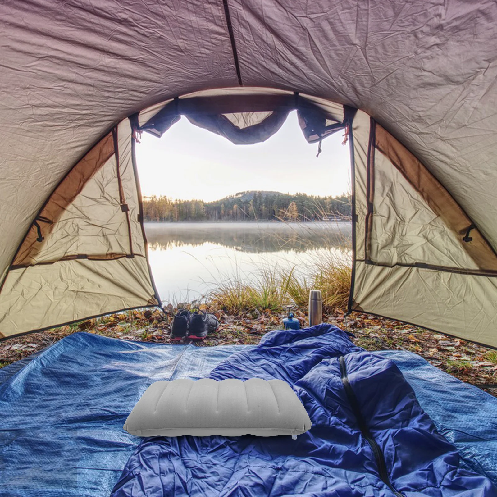 1pc travesseiro inflável ao ar livre engrossado pvc reunindo superfície travesseiro de acampamento para mochila caminhadas viagem nap portátil