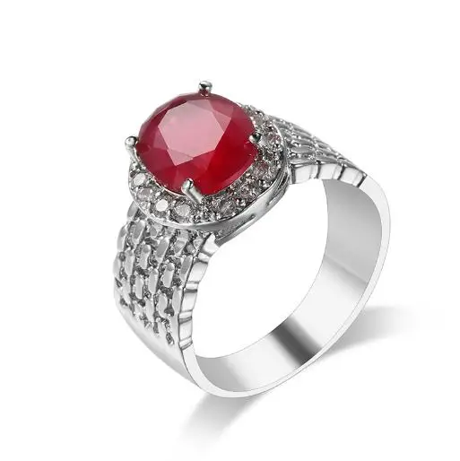 Luckyshine Oval Red Kunzite Green Jade Yellow Tourmaline Gemstone Silver Rings for Holiday Gifts