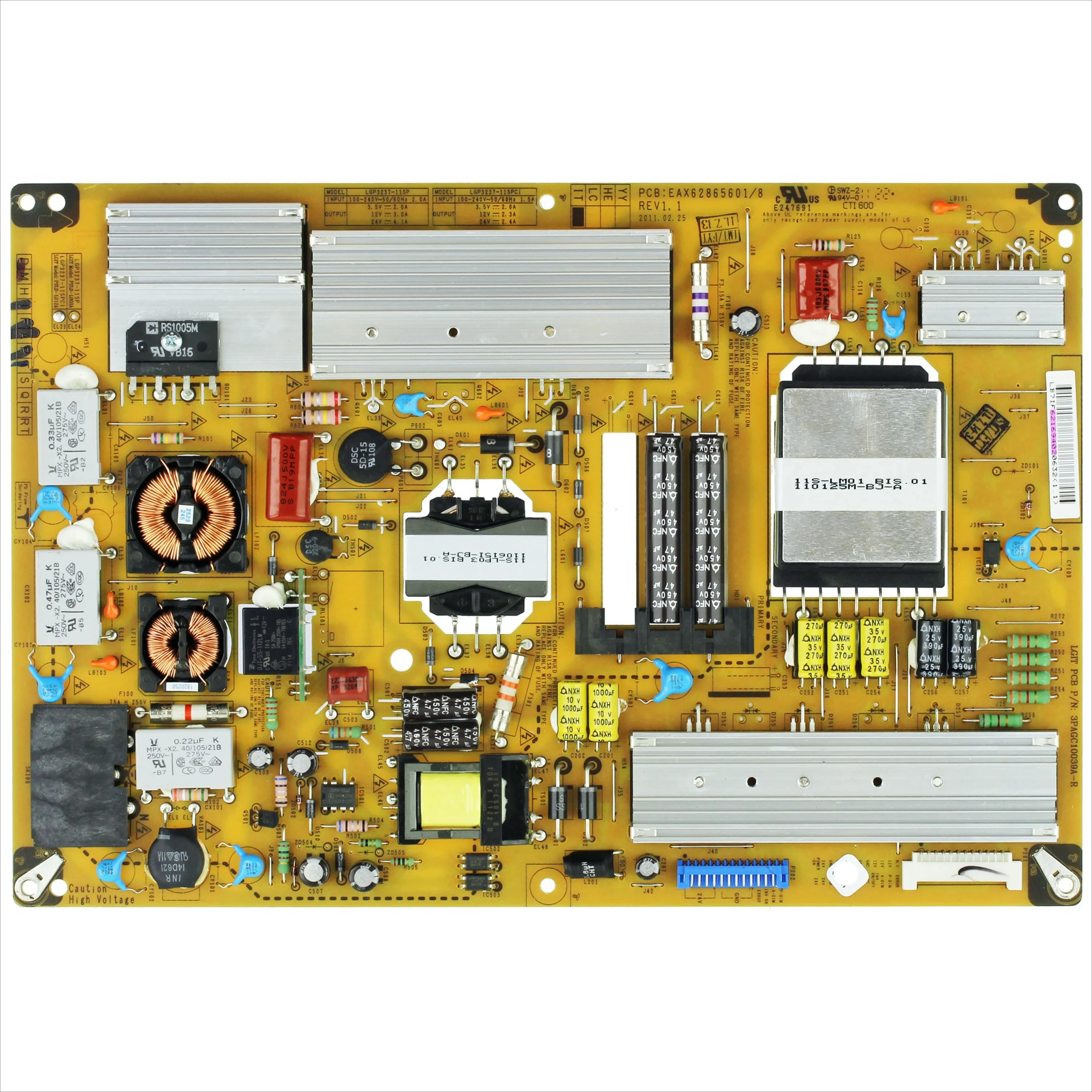 

EAY62169402 EAX62865601/7 EAX62865601/8 LGP3237-11SP Power Supply Board for 32LV2500 32LV2500-UA 32LV2500-UG 32LV3500 32lV375G