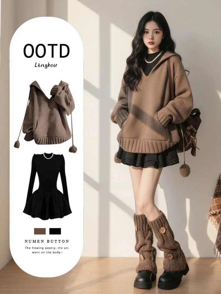 

Потрясающий осенне-зимний комплект для женщин больших размеров: винтажный облегающий свитер с эффектом омоложения и стройности, модель Pure Desire Sle Slim Fit Dr Two-P...