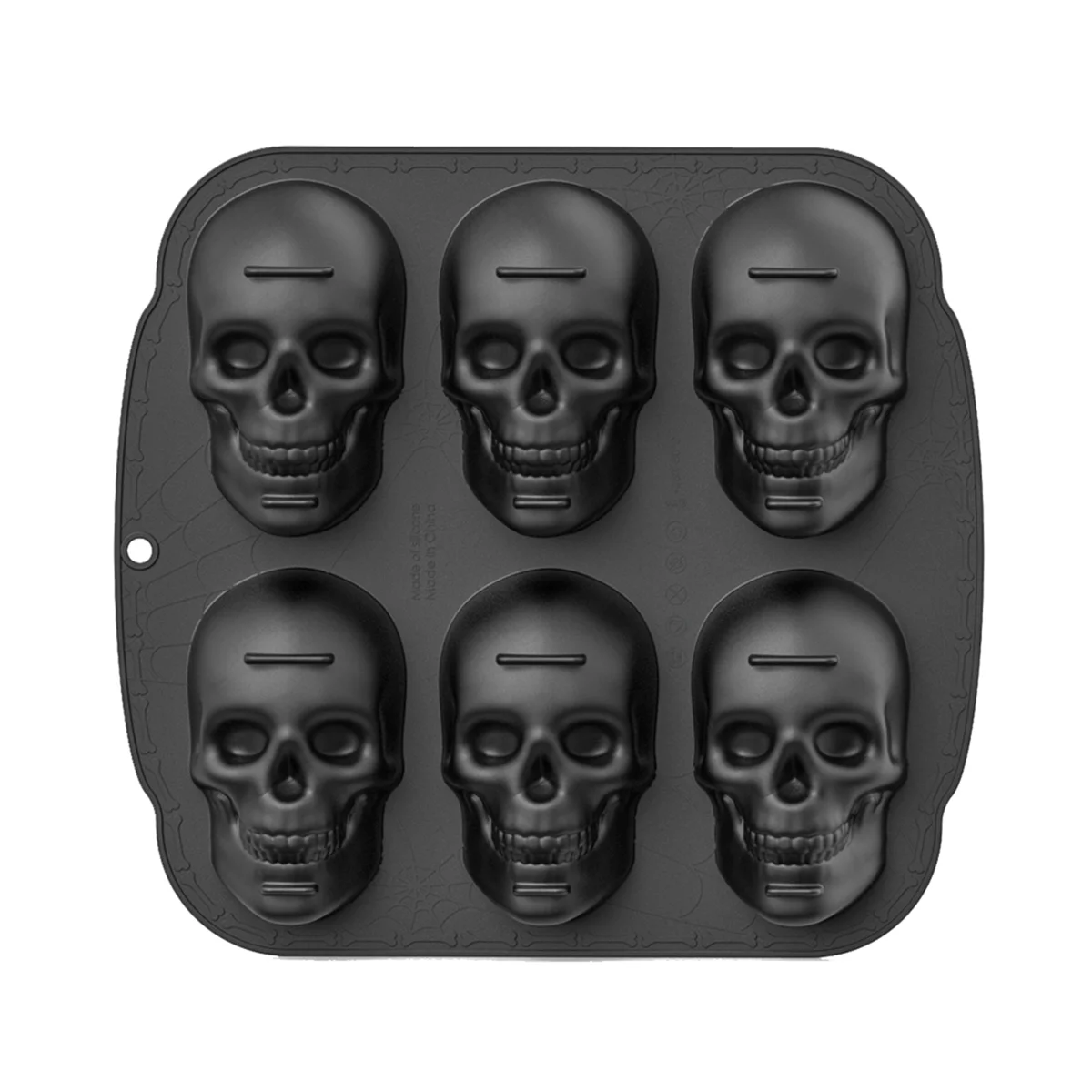 

Halloween Skull Cake Pan Silicone Mold, 6 Cavities Pirate Skull 3D Silicone Mold Baking Pan,Black