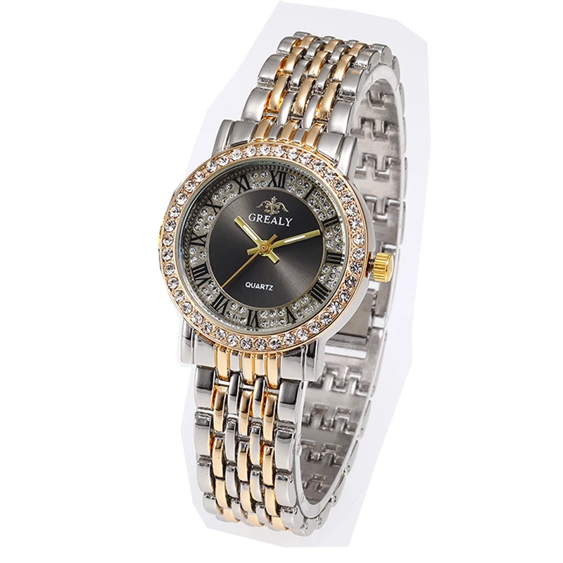 ساعة كوارتز للزوجين عصرية مرصعة بالألماس والسماء المرصعة بالنجوم والأرقام الرومانية مجموعة ساعات للرجال والنساء