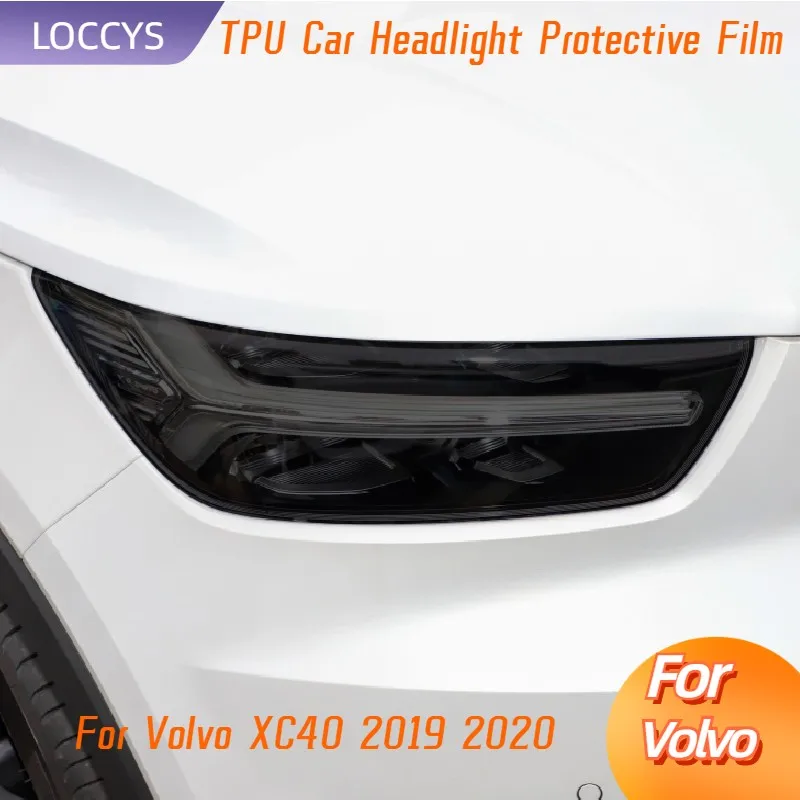 

For Volvo XC40 2019 2020 Car Headlight Protective Tint Film Smoke Black Transparent TPU Light Profession Sticker Car Accessories