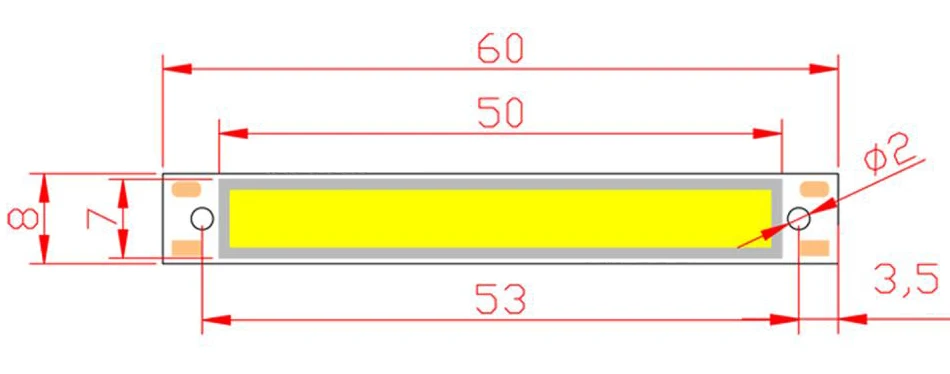1PCS 60x8mm 6008 COB LED Bulb 3W Light Warm Cold White Blue Red LED COB Strip Bulb DC 3V 6V Chip for DIY Work Bicycle Lighting