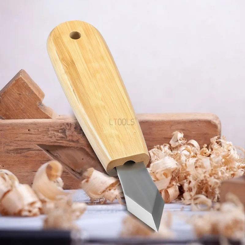 

Double Edged Bamboo Handle Wood Carving Knife Sculpture DIY Carbon Steel Manual Tool Woodworking Art Seal Carving Craft Tool
