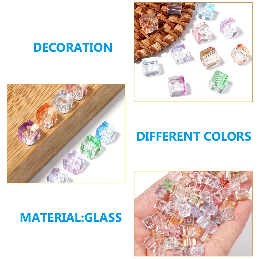

100 шт. кубические стеклянные бусины «сделай сам», красочные свободные бусины для изготовления ювелирных изделий, ожерелье, браслет, принадлежности для рукоделия, ожерелье из бисера
