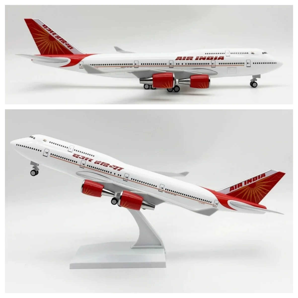 

B747 Модель самолета Air India Airlines с колесом, модель самолета из смолы, 30 см, игрушечный самолет, коллекция для мальчиков и девочек