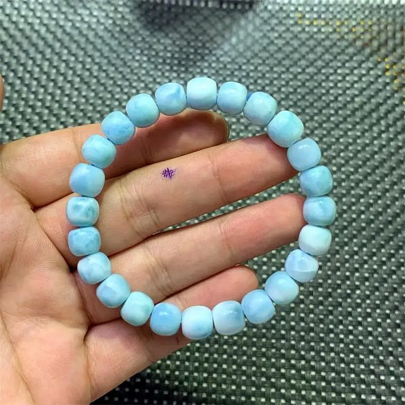 9MM Natural Larimar Bracelet Handmade Crystal Quartz Jewelry Stretch Bangle Children Birthday Gift 1PCS