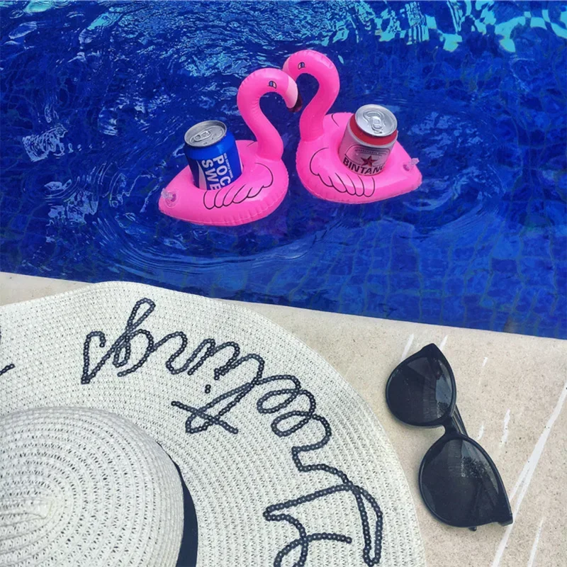 1PC Inflatable Drink Holder Drink Floats Inflatable Cup Holders Flamingo Coasters for Swimming Pool Party