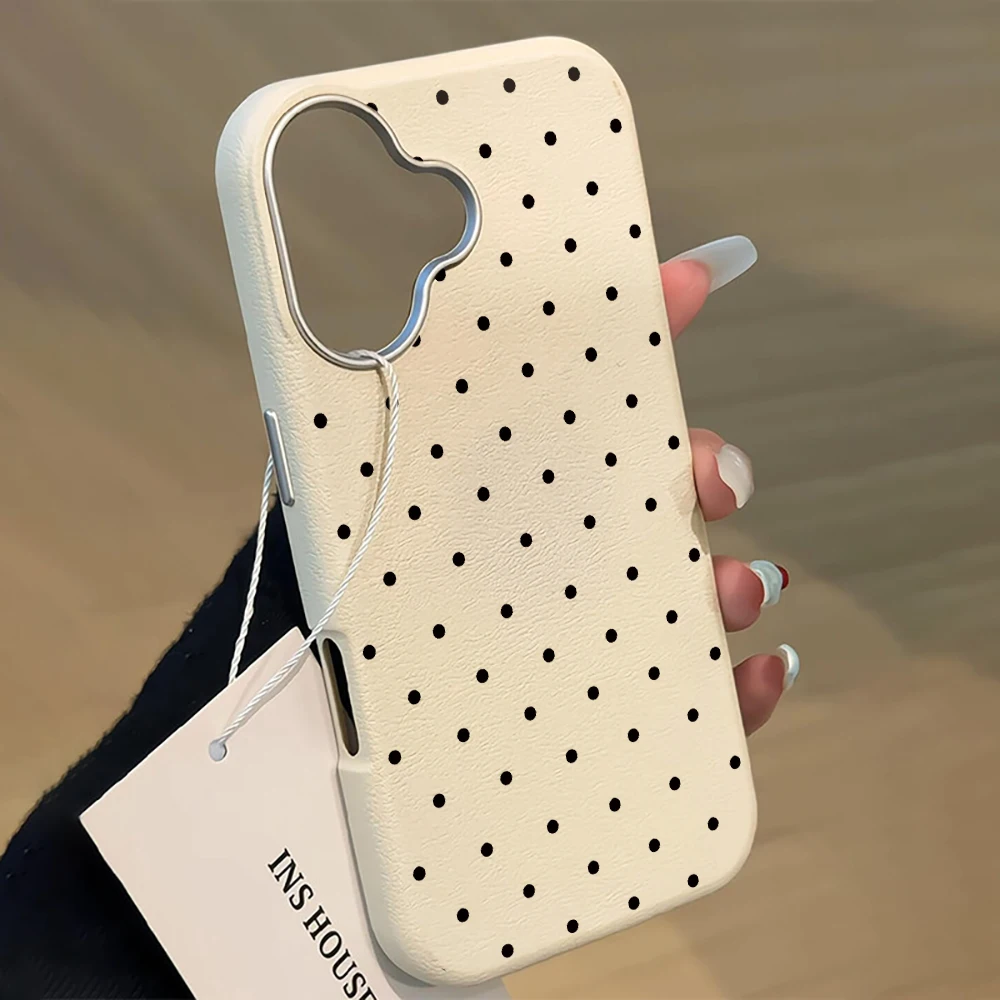 Coque de téléphone coréenne INS mignonne à pois pour iPhone 16 15 17 14 13 12 11 Pro Max Plus, antichoc en silicone souple, étui de luxe tendance