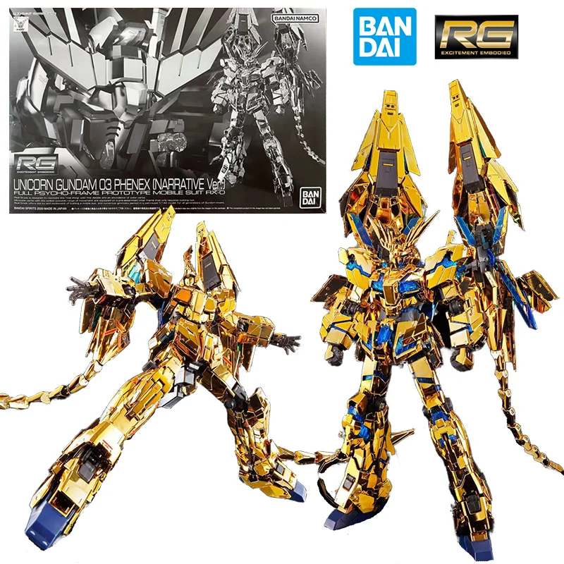 Bandai PB RG 1/144 Unicorn Gundam 03 Phenex Narrative Ver. 14Cm Anime Original Action Figure Assemble Model Toy Gift Collection