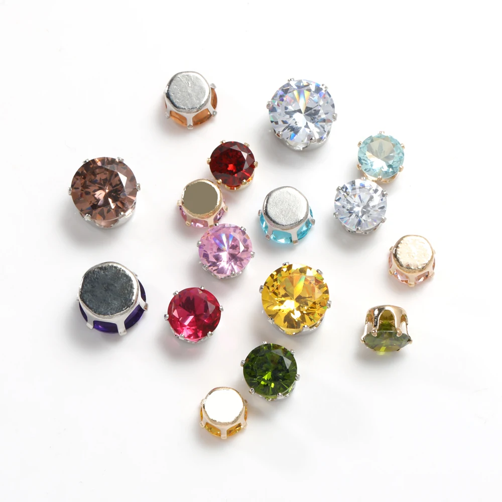 

4-10mm Round Zirconia Beads With Silver Claw Flatback Jewelry Making Parts DIY Crystal Strass Ring Earring Decoration Gem Stones