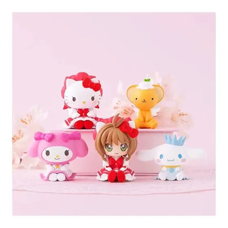 Sanrio Kitty Anime Figure Gashapon Cinnamoroll Kinomoto Sakura Cinnamoroll  Ornaments Kawaii Doll Peripherals Toys Gifts