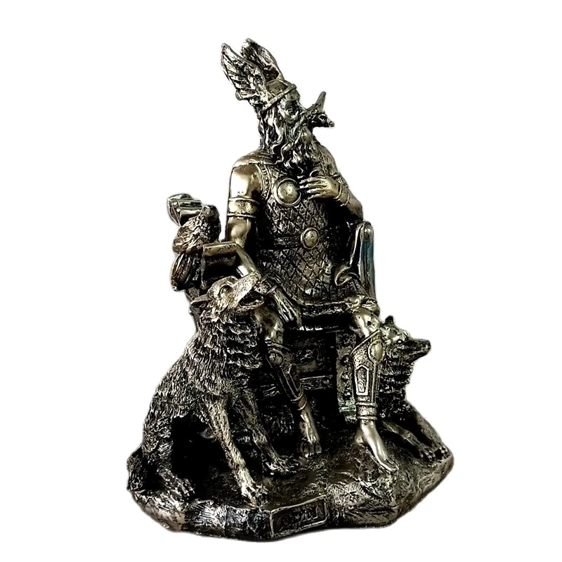 Ancient Odin Statue Handmade Resin Myth Warrior Sculpture North Europe God Character Decor Art and Craft Ornament Accessories