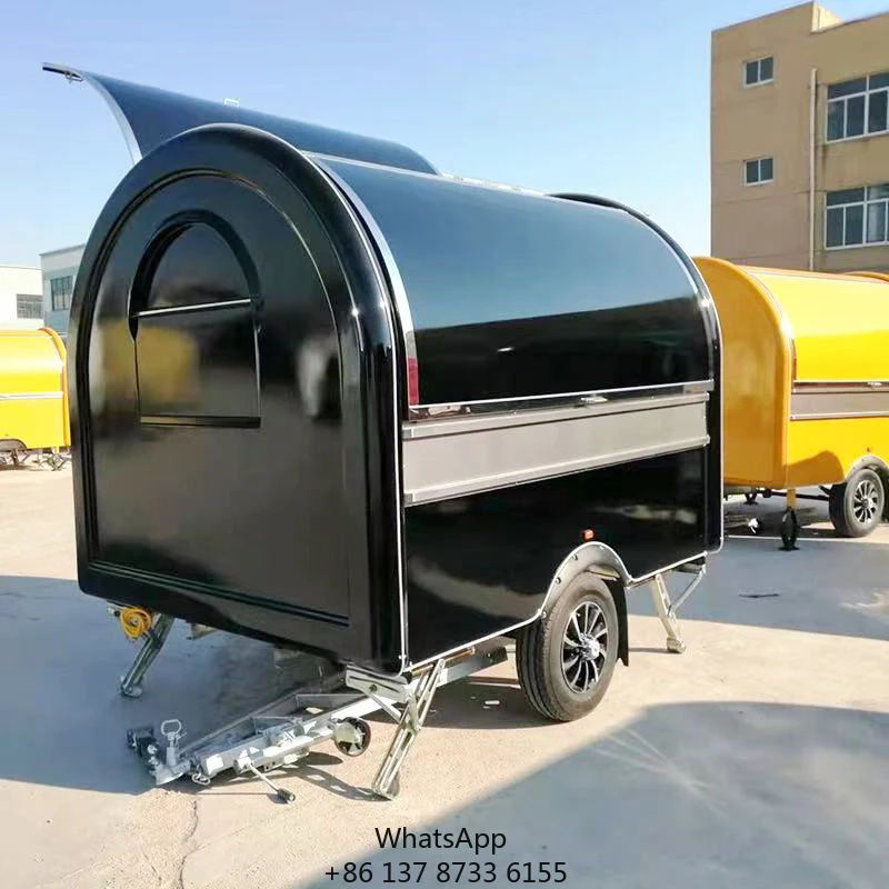 

Small Food Trailer Black Snack Cart Mini Truck For Ice Cream Pizza Coffee