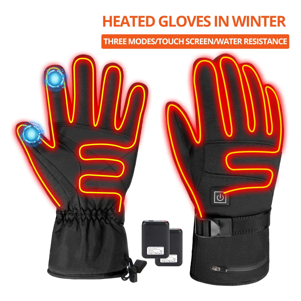 

Перчатки с подогревом, зимние лыжные перчатки с батарейным питанием, самонагревающиеся перчатки, водонепроницаемые мотоциклетные перчатки с подогревом, сенсорный экран