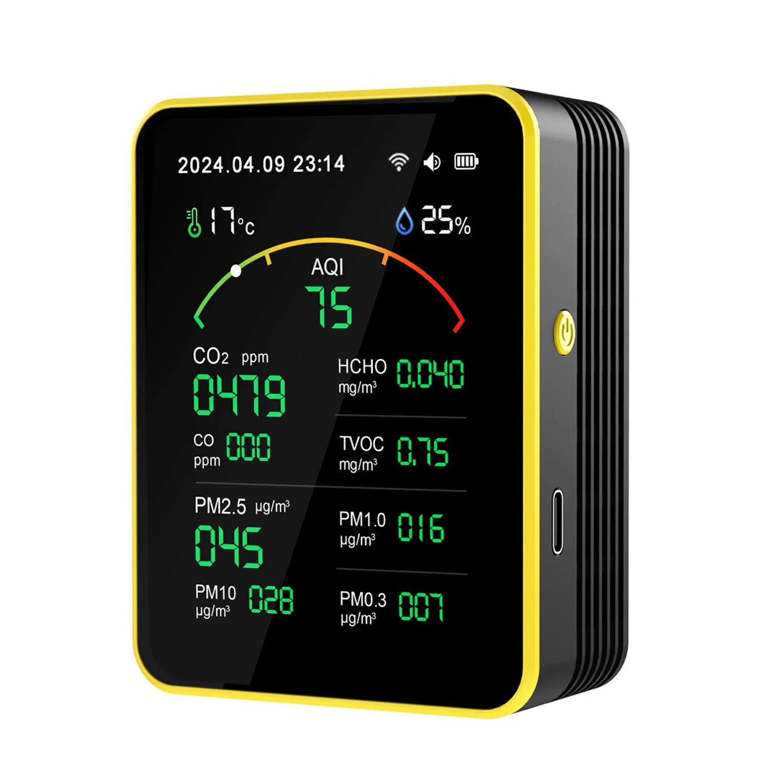 15 on 1 Household Air Quality Detector 2 Tester with Carbon Dioxide PM2.5 TVOC H2O Value Electricity Temperature Humidity