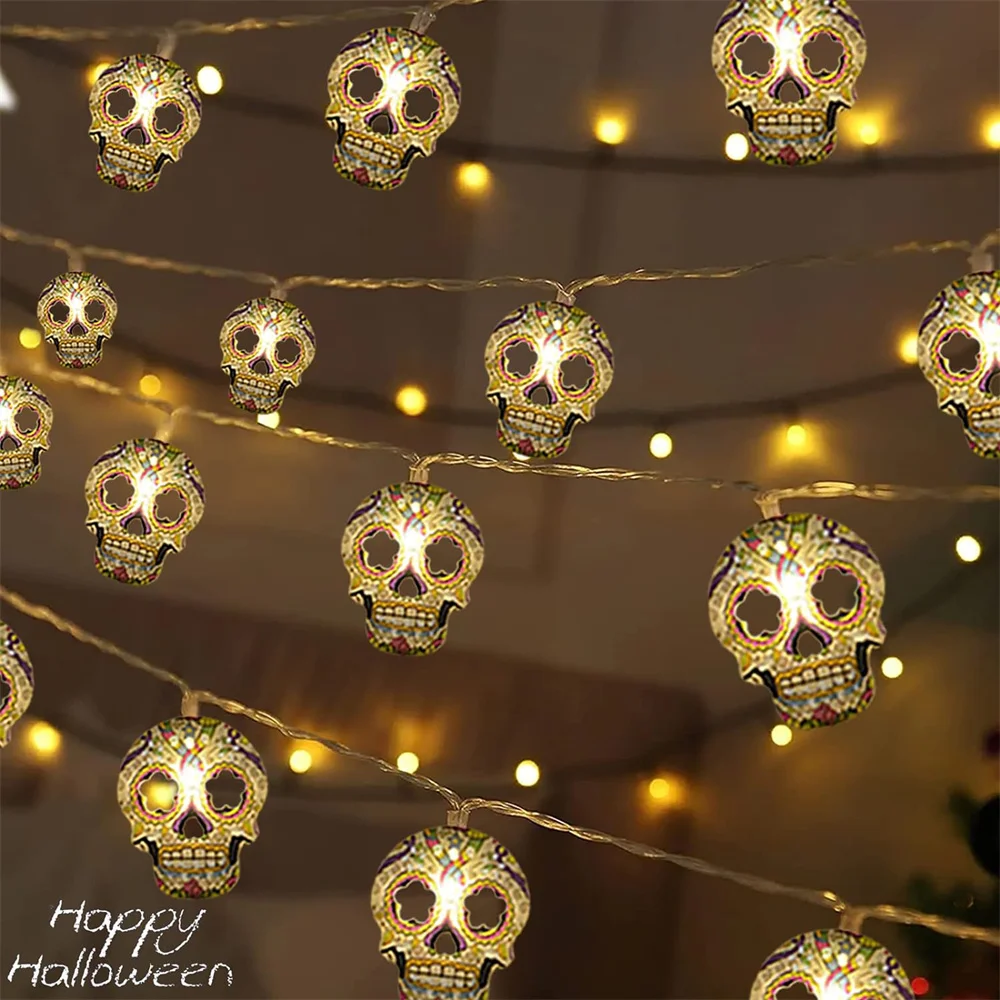 

Halloween Skull String Lights Indoor Atmosphere Christmas Decoration Girl Room Battery LED Lights Outdoor Waterproof Outdoor 383