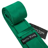 Fashion Men Tie Green Teal Blue Solid Paisley Striped Plaid Floral Animal Necktie Handkerchief Cufflinks Set Barry. silk Wang 5